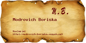 Modrovich Boriska névjegykártya